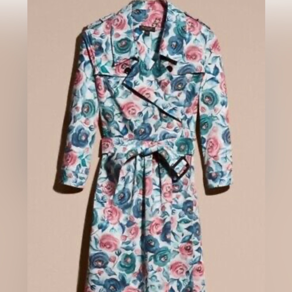 Burberry Agatha floral silk trench dress